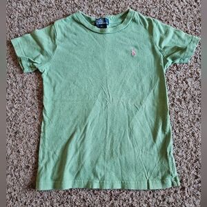 Polo by Ralph Lauren Light Green Kids Tee With Pink Logo | Size 6